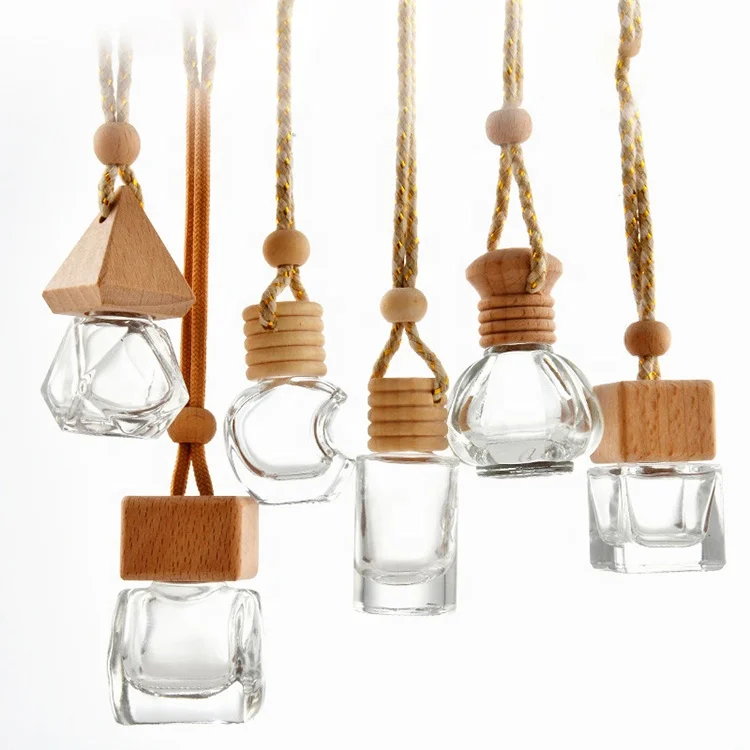 5ml 8ml 10ml 12ml 15ml 17ml Wooden Cap Empty Glass Car air Freshener Hanging Perfume Bottle Fragrance Bottle Diffuser Bottle