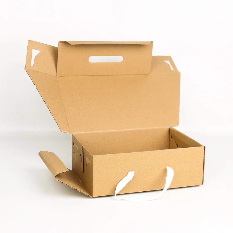 Factory Reusable Corrugated Box Flip Shoes Box Kraft Paper Box for Express Delivery Folding Men's and Women's Shoes