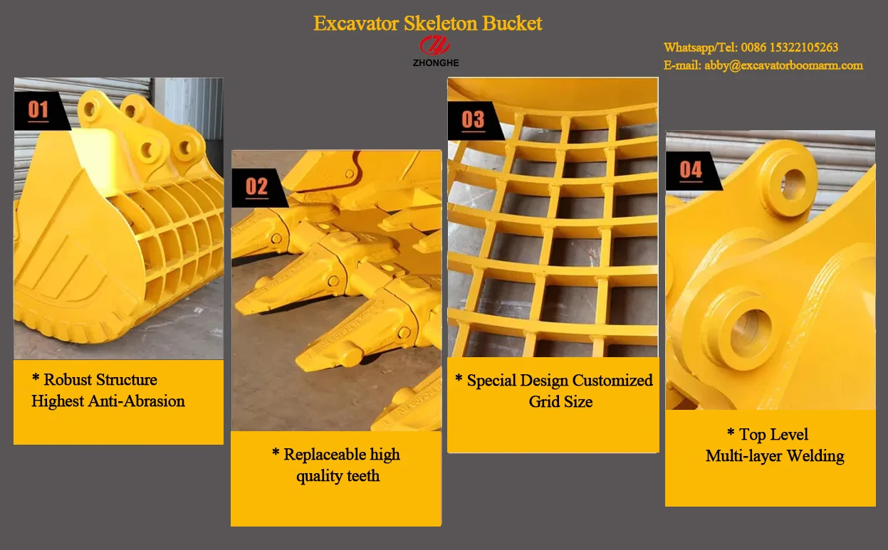 Q355B Material Excavator Skeleton Bucket Sieve Bucket Type for 1t-50t Excavator Suitable