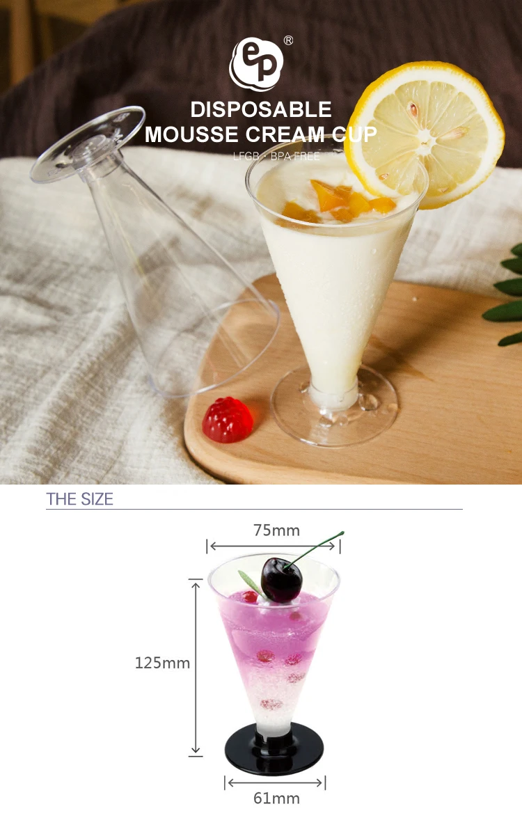 Cocktail one time goblet shape plastic acrylic cup with custom color
