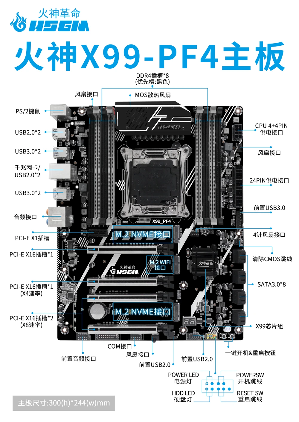 Hsgm X99pf4 Server Motherboard 8*ddr4 Recc X99 Chipset 256gb Memory