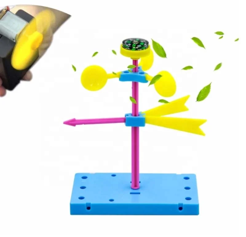 DIY Plastic Wind Vane Model Handmade Anemometer Kit Wind Speed Measurement Toy for Children Physics Experiment Supplies