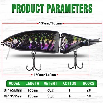 ABS Hard Lure Bait Floating Swimbait 165mm 60g / 135mm 33g Multi-segment Bass Artificial Bait 1~17 Colors – Soft Lure – view 5