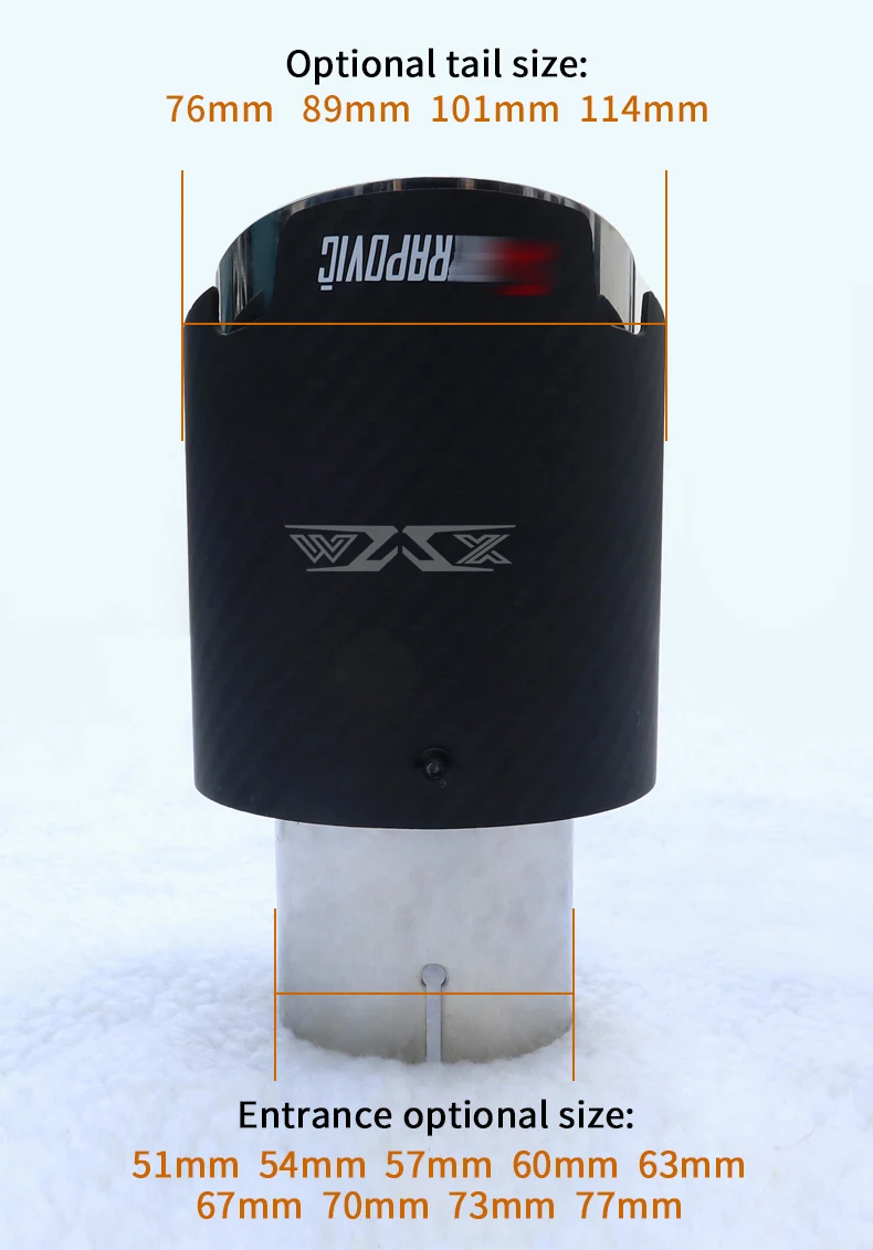 Matte Carbon Fiber Refit Single Outlet Straight Exhaust Tailpipe Car Muffler Exhaust Pipe Tail Tip Customized Logo Universal