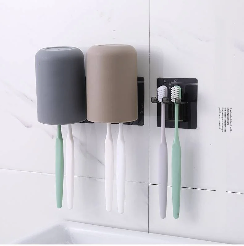 Wash cup with toothbrush holder Brush cup Household plastic simple creative wall-mounted wash shelf toothbrush cup details