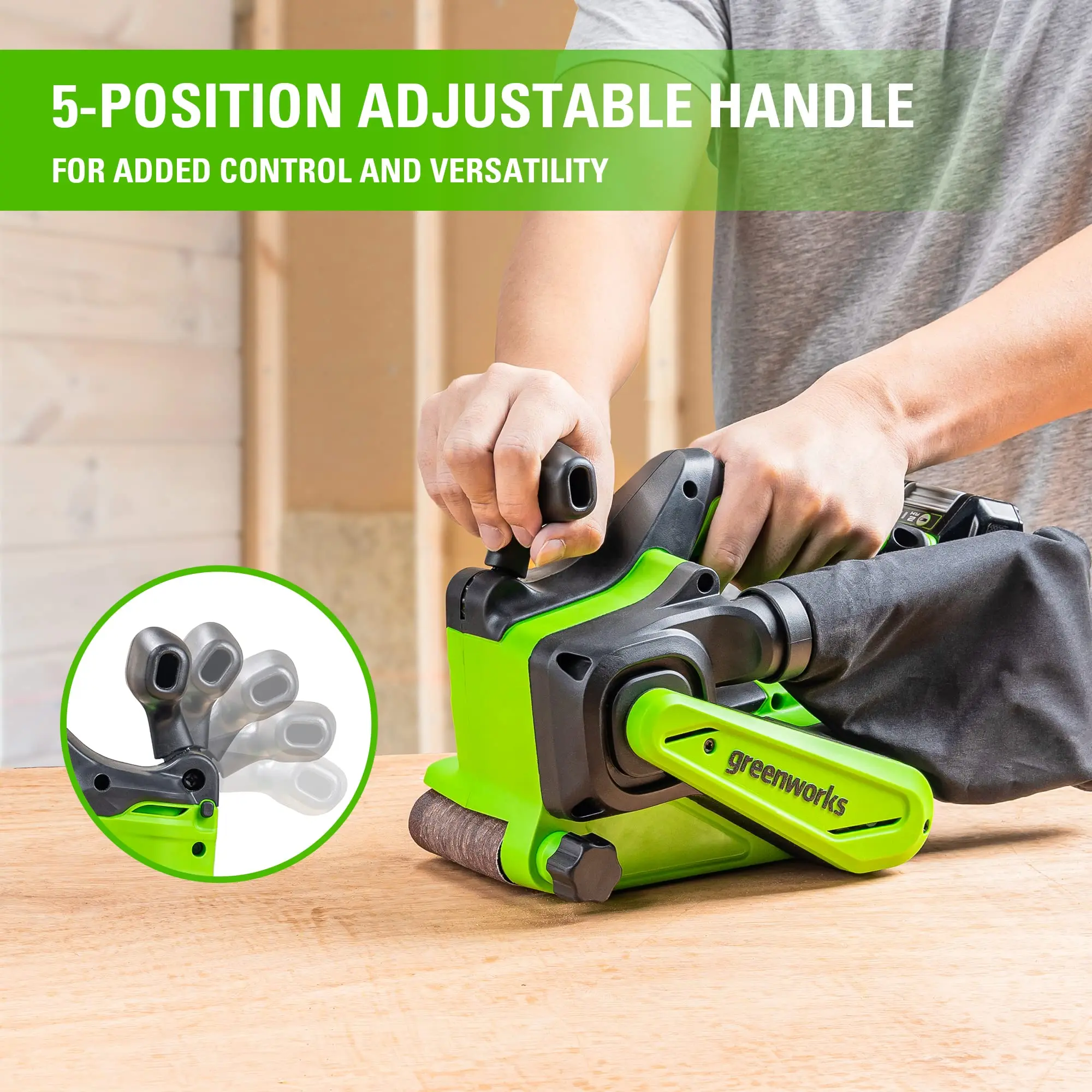 Greenworks 24V (3x18) Brushless Cordless Belt Sander and Dust Bag Tool