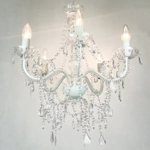 ROHS CE Lobby Living Room Glass Modern Crystal Acrylic Metal Chandeliers Hanging Light White Home Ceiling Pendant Light Lamp