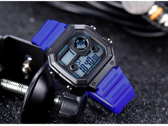 SANDA 418 Sports Men's Digital Wrist Watch LED Silicon Strap 50M Waterproof Automatic Functional Boys Watches - Image 2