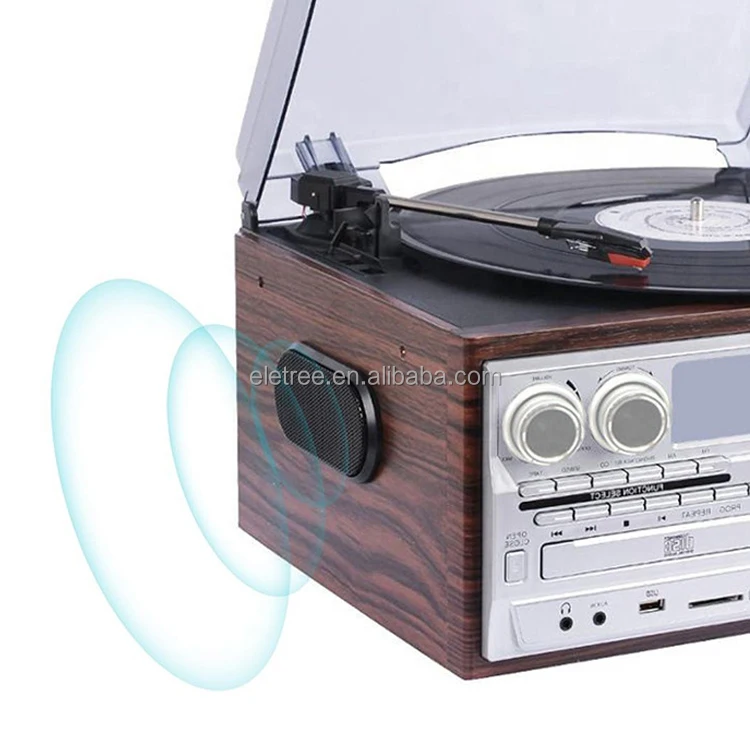 Ce Free Customs Clearance Vinyl Record Player With Cd Player Cassette Recording and Player  Usb Sd Fm Radio