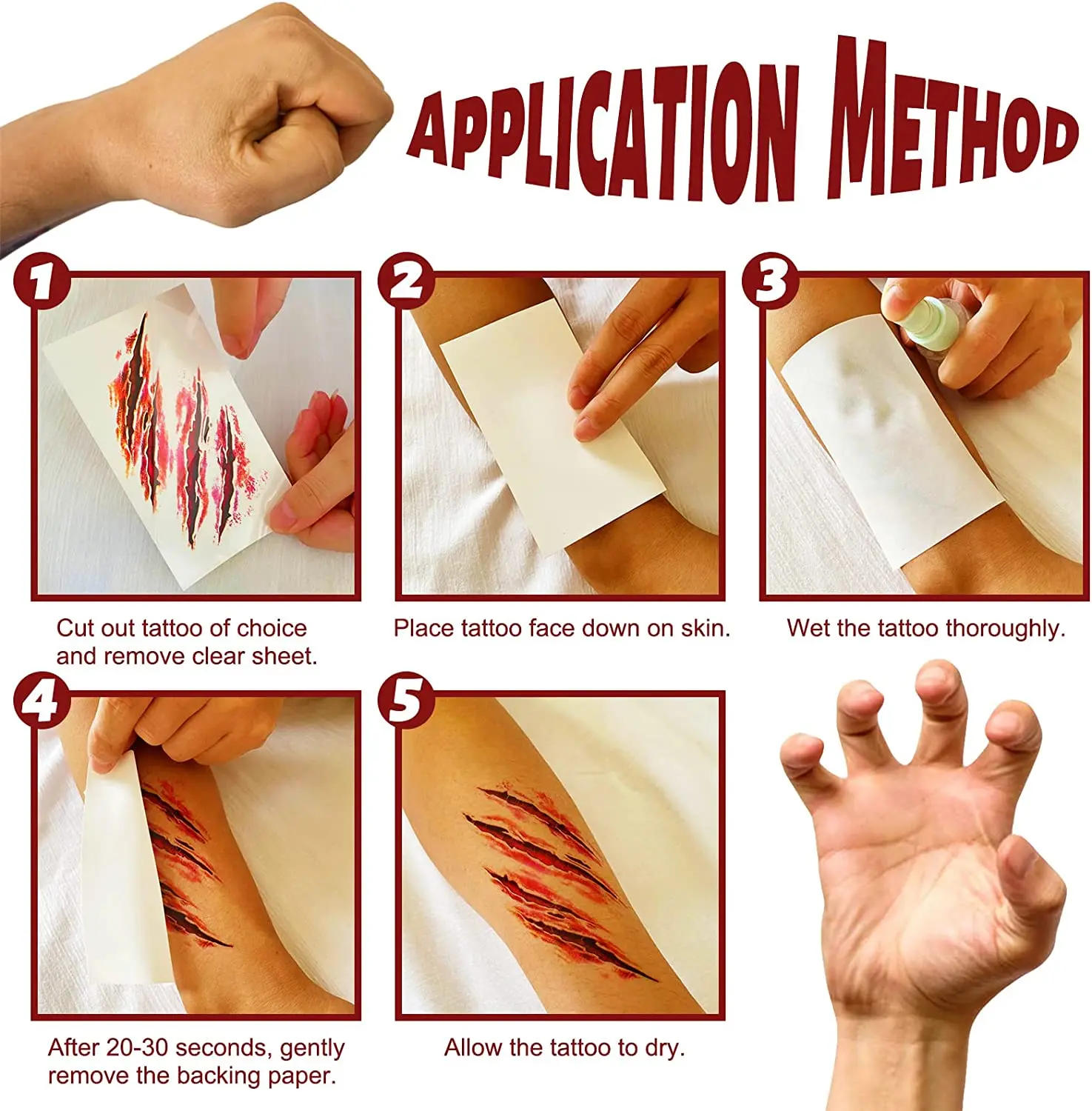 Stitched Wound Scary Scars Temporary Convenient Tattoo Sticker for Halloween Decor Decoration Makeup Waterproof Prank