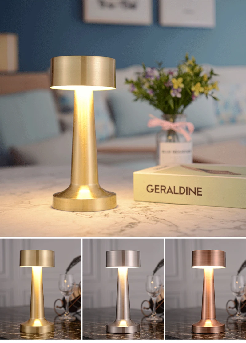 Modern Metal Dumbbell Led Bar Table Lamp Touch Sensor Retro Desktop