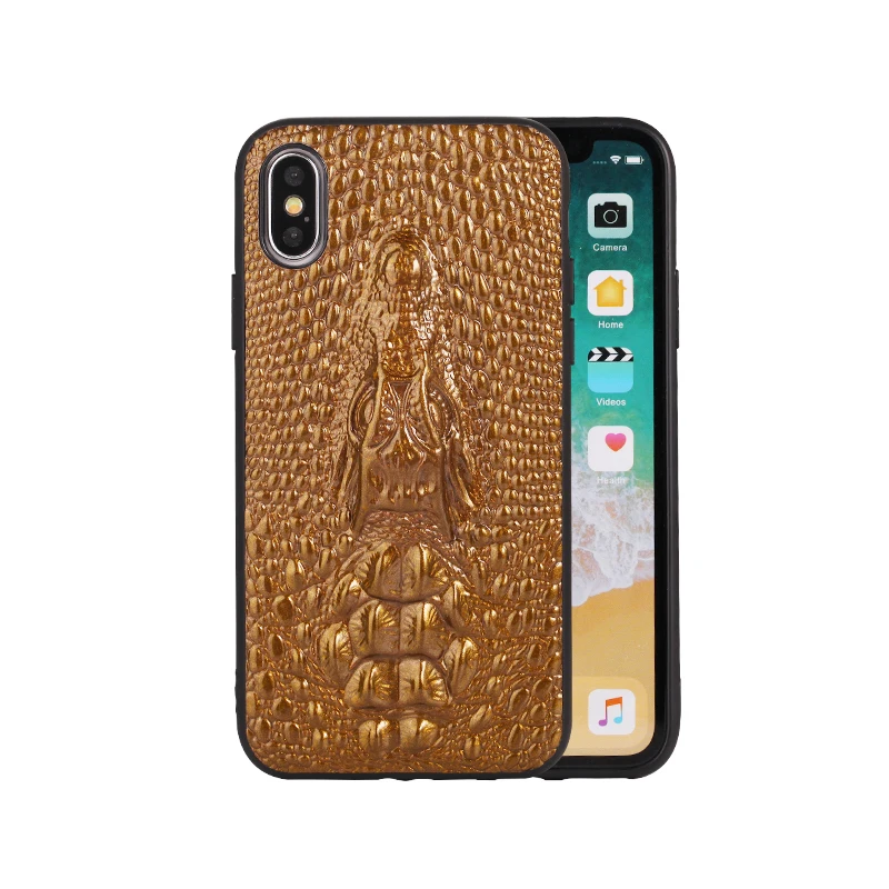 Luxury Gold Crocodile Leather Cover For IPhone Cell Phone Case PU