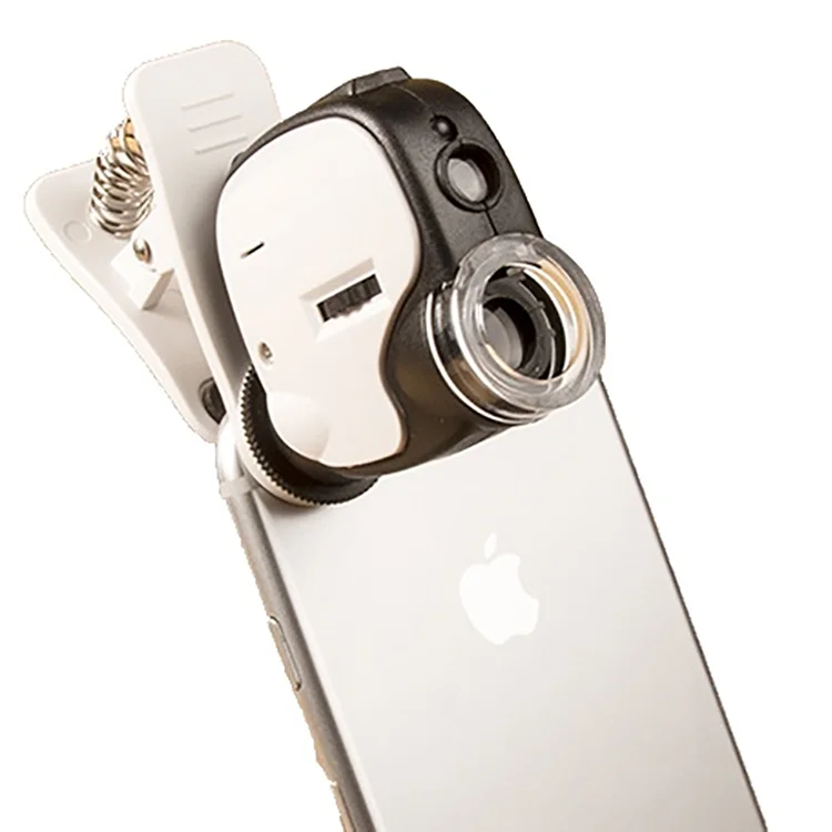TH7004DB 55X Universal Mobile Phone Portable Handheld Clip Magnifier Lamp Mini Pocket Microscope with LED Lamp UV
