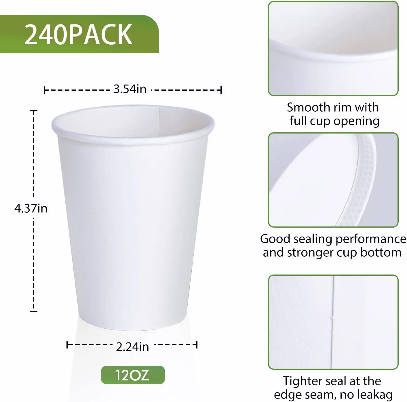 8oz 12oz 16oz Green Disposable Coffee Cups Party Favors Drinking Milk Tea Soy Juice red colorful Paper Cups with Lids details