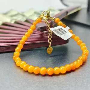 18k Gold Stainless Steel Natural Jade Beads Exquisite Bracelet Women's Healing Water Jade Simple Jewelry Wholesale