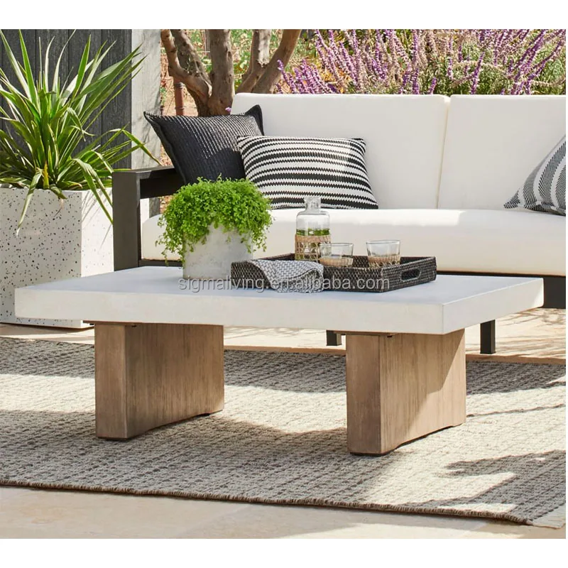 Aluminum casting outdoor garden furniture, Patio sofa set with concrete table, high-quality metal garden sofa