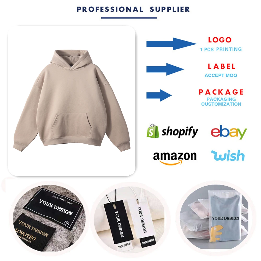 Custom Heavyweight Solid Color Oversized Hoodies No Strings Thick Heavy  Plain 380gsm Blank Hoodie