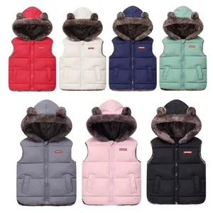Customized Baby Printed Zipper Puffer Vest Casual Winter Thick Coat Wool Cotton Waterproof Windproof Children's Clothes for Kids