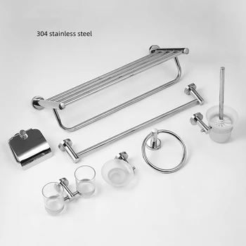 Factory Sale Hotel Bath Accessories Hardware Toothbrush holder Towel Bar Stainless Steel Wall Mount Bathroom Products