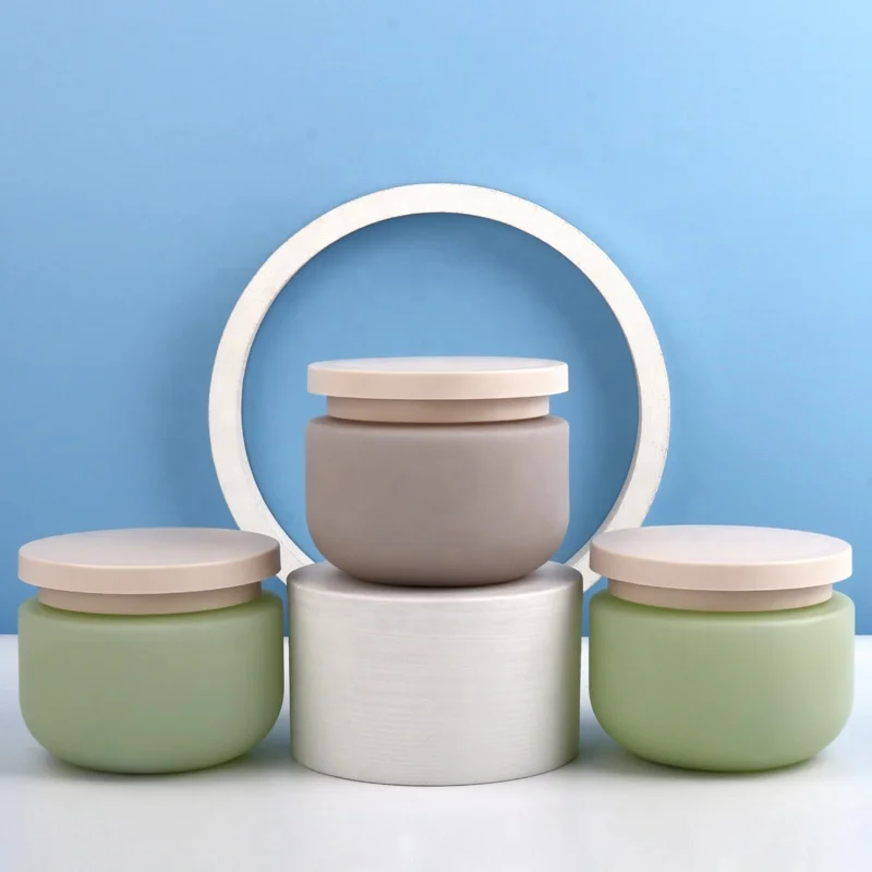 Wholesale Skin Care Face Cream Matte Hdpe Plastic Green Brown Cream 8oz Cute Cosmetic Jars 250ml