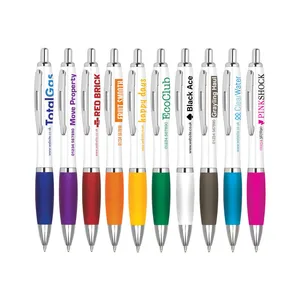 Best Bulk Office ABS Plastic Pen With Promotional Printing Personalized Customized Logo Click Ballpoint Soft Grip for Gift
