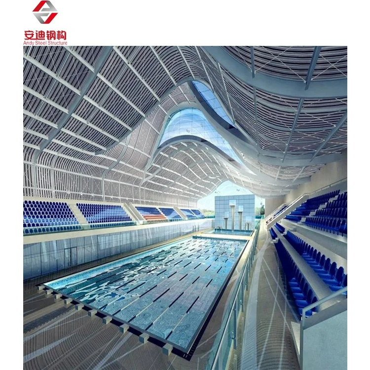 Prefab Swimming Pool Cover Space Frame Roof Steel Structure Building