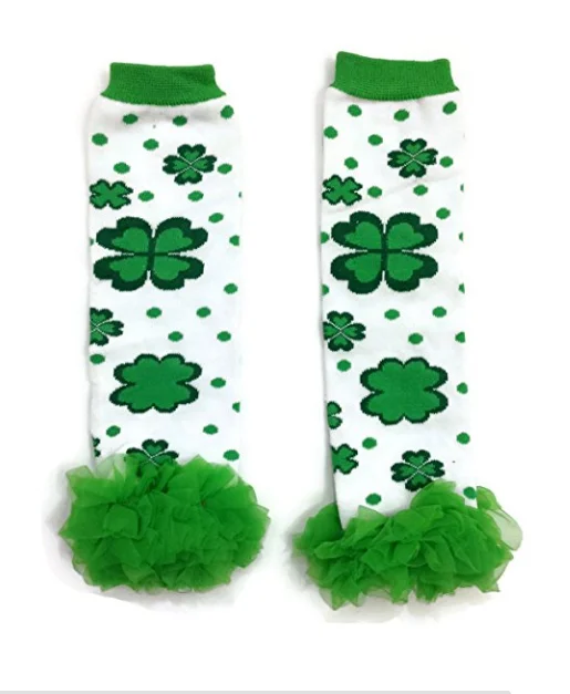 2023 St Partrick's Day Leg Warmer Printed Shamrock Infant Sock Leg And
