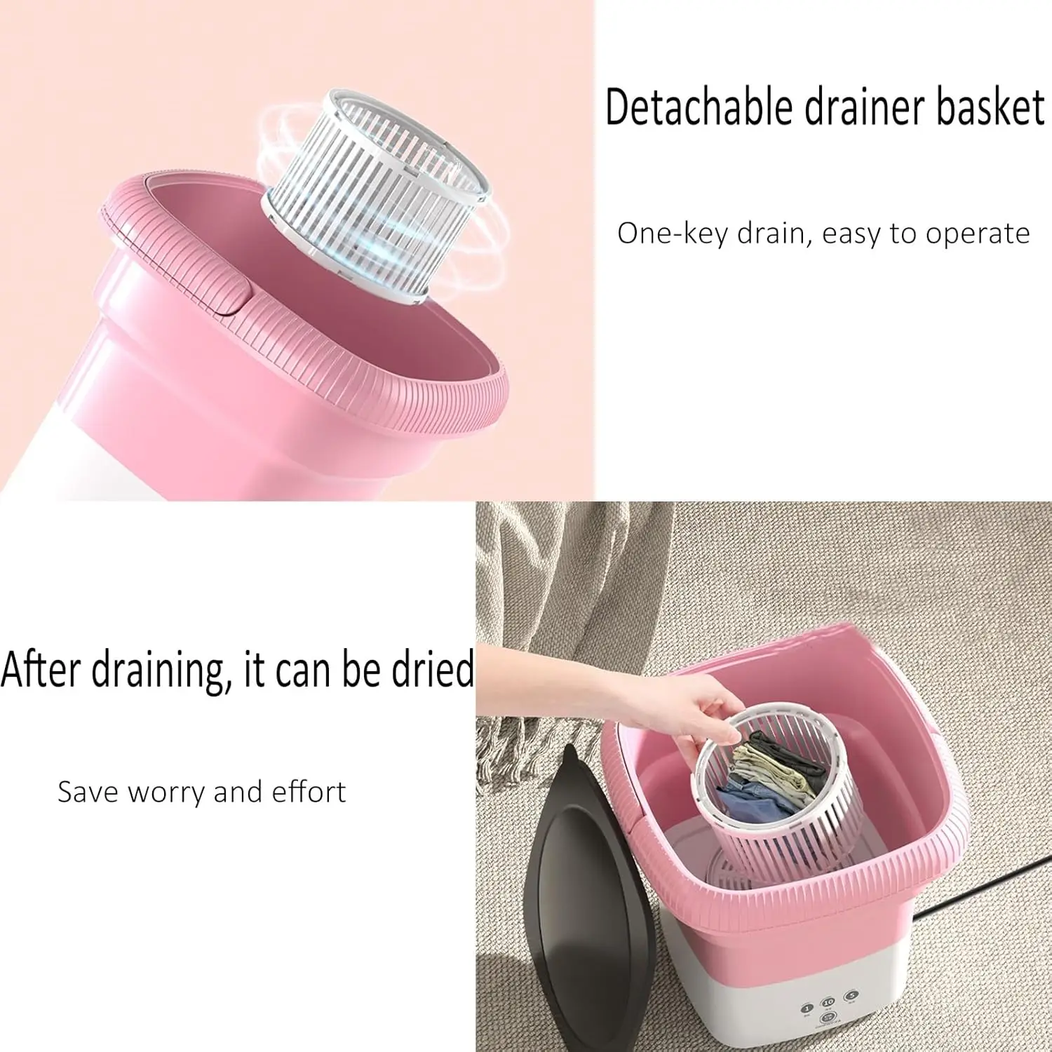 8L Foldable Mini Washing Machine Electric Tub Laundry Washer Portable Mini Folding Washi aperçu 3