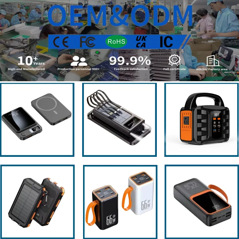 Mini Power Bank 10000Mah With Cable Fast Charger External Battery Portable Charger External Battery Powerbank