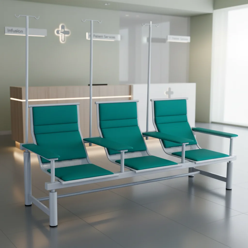 Hot Selling Adjustable IV Pole Backrest Infusion Chair High End Medical Hospital Chair 3/5 Seats PU Leather Modern Design 2
