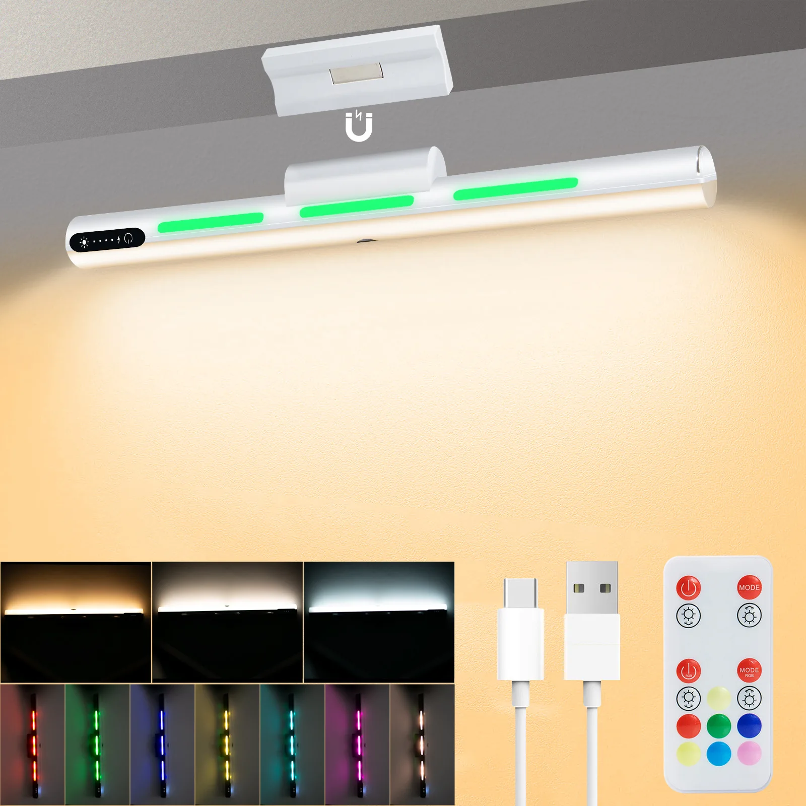 New Magnetic 7-color Touch Night Lights Remote Control LED Desk Lamp Type C Charging Cabinet Lights