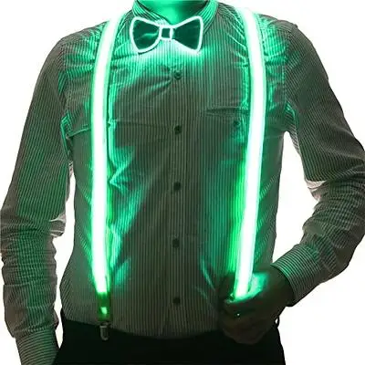 Light Up Men's LED Suspenders/Bowtie Perfect For Music Festival Costume