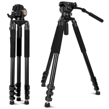 QZSD Q680 Professional DSLR Video Camera Tripod Stand Aluminum Photography Tripod 20kg Load with Fluid Panhead detail image