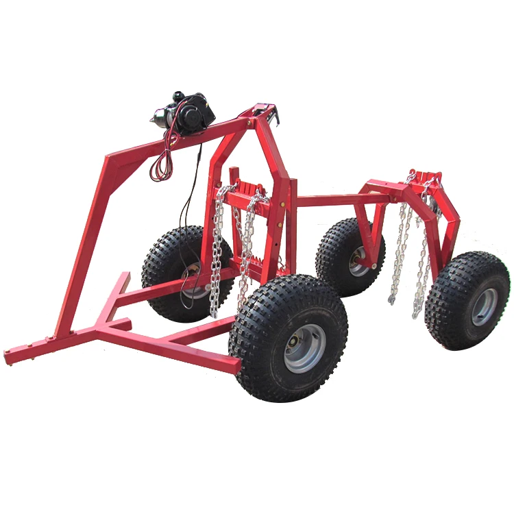 Forest Log Tandem Atv Tow Behind Tractor Log Trailer With Crane Agriculture Equipment for Tractor