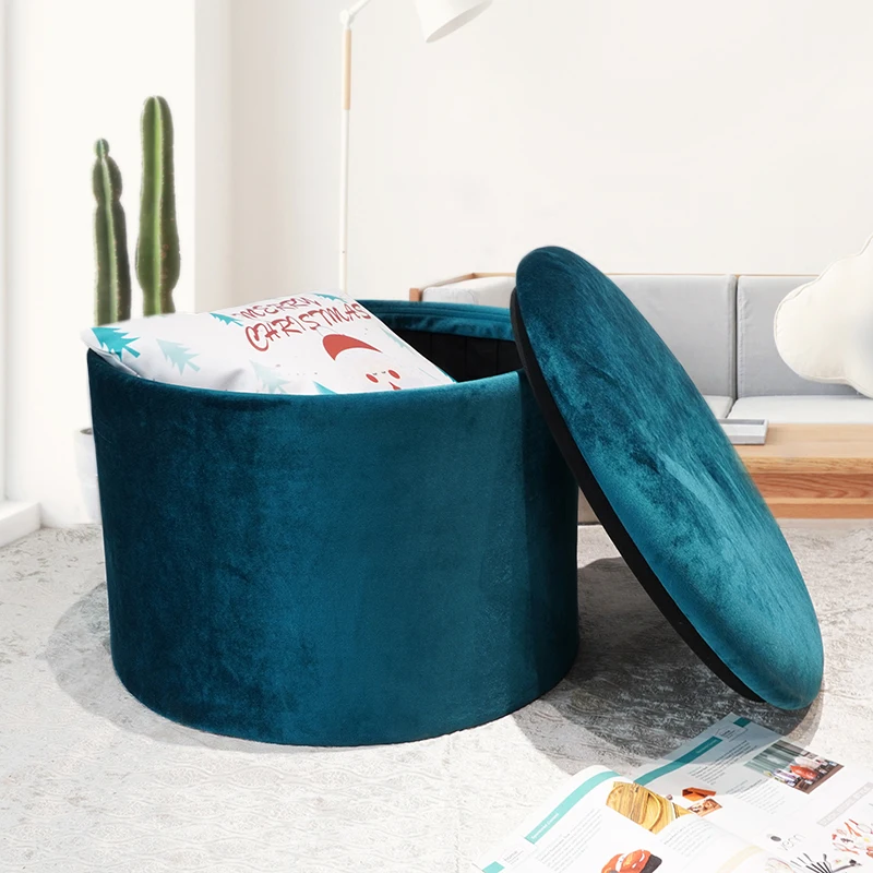 Customized 2026 Hot Sale Reliable Quality Furniture Velvet Round Pouf Ottoman Unique Foot Stool