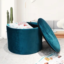Customized 2026 Hot Sale Reliable Quality Furniture Velvet Round Pouf Ottoman Unique Foot Stool