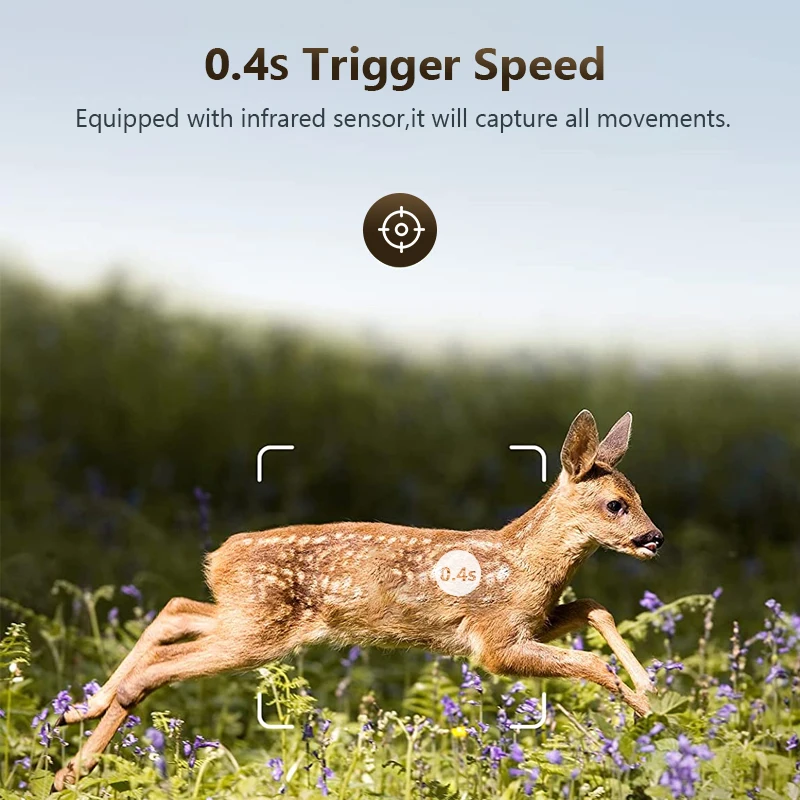 Solar Panel Hunting Trail Camera Infrared Live Video Wildlife Monitoring Forest Surveillance 4G Trial Camera for Deer Hunting