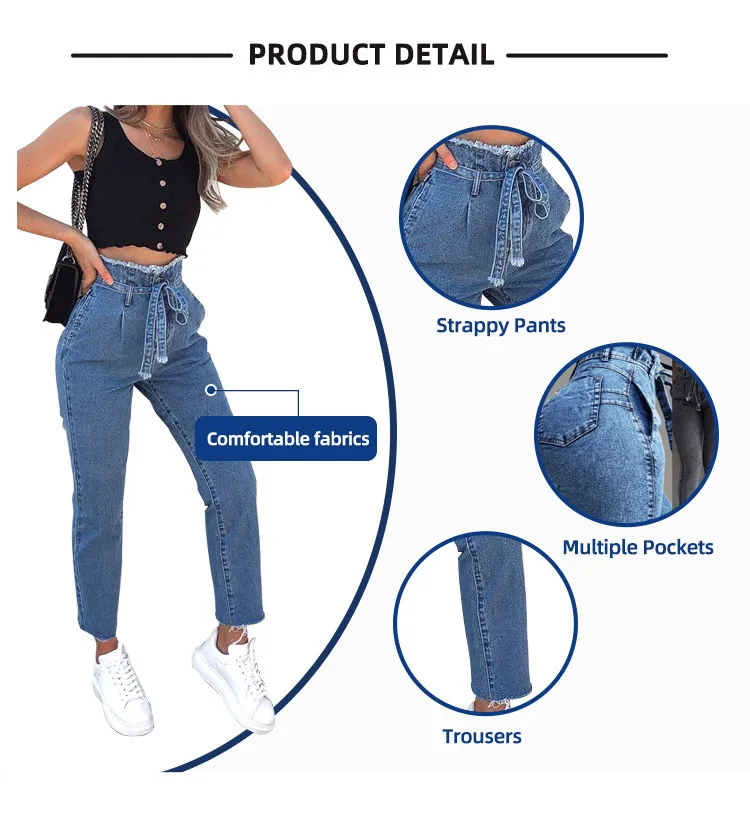 New Fashionable High Waist Slim Summer Lady Straight Pants Comfortable