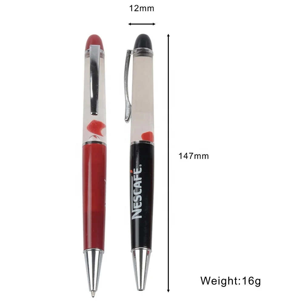 Promotion Advertising Gift Custom Logo Liquid Ball Pen 3D Floating Action Ink Pen with Magnetic Sports Body 1.0mm Writing Width