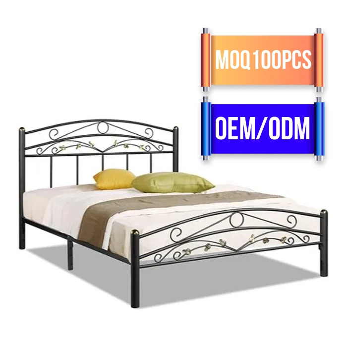 Latest Design Super Double Steel Bed Modern Iron Beds Hostel Bulk Buy Metal Queen Bed