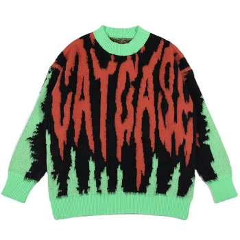 Specially Design Custom Winter Long Sleeve Pullover Mohair Jacquard Pattern Men's Knitted Sweaters