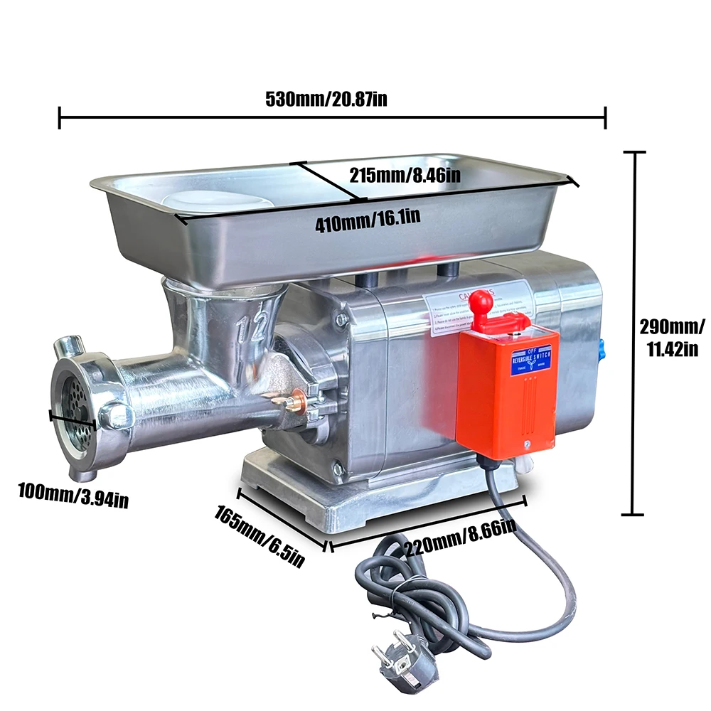 MH-337 1.2HP Commercial Electric Meat Grinder Machine Imported Switch Home & Farm Restaurant Use New Condition with 4 Plates
