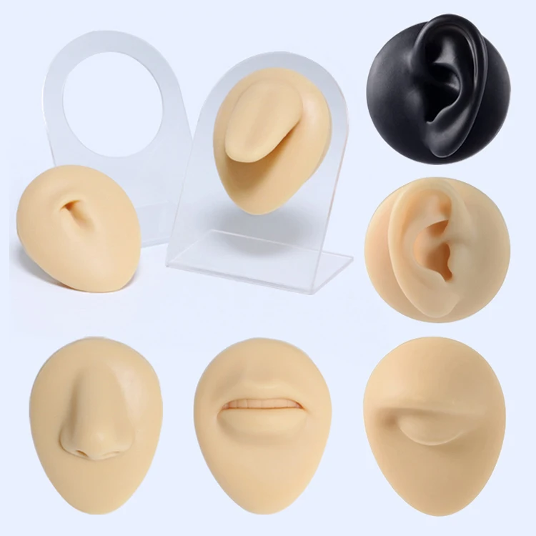 Silicone Model Tattoo Puncture Practice Simulation Human Body Part Silicone Display Ear Nose Lip Navel Silicone Piercing Model