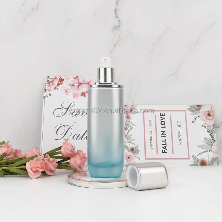 Recyclable Cosmetic glass bottle set irregular shape special design skincare cosmetic packaging bottle with matt spray pump cap manufacture