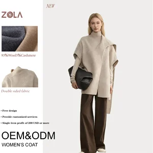 Factory Price Women's 95% Wool 5% Cashmere Long Double-breasted Casual Winter Coat-Handmade Full Sleeve Plain Dyed Warm
