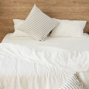 European Linen Natural 100% French Flax Linen Bedding Set Bed Sheet Pure Linen Comforter Set Bed Fitted Sheet Set Wholesale