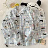LightBlueCheckPuppyShortPajamaSet