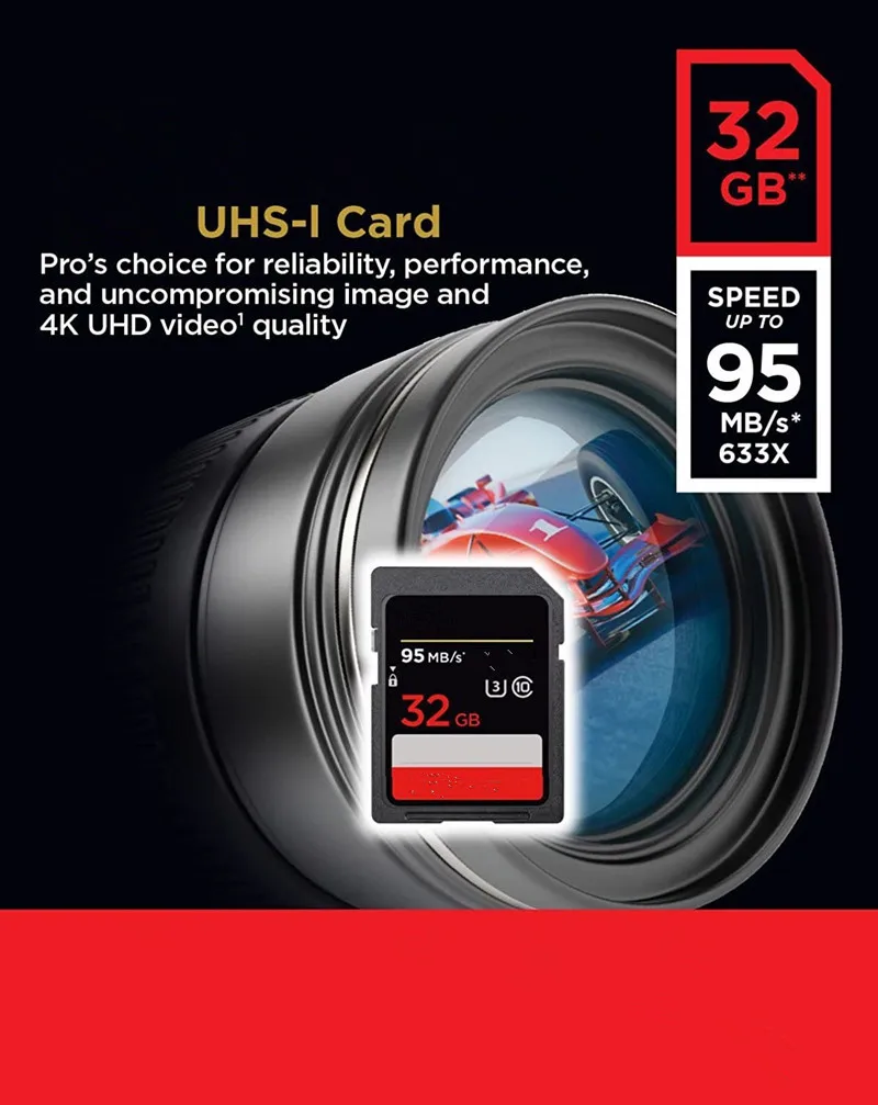 
 8 Гб оперативной памяти, 16 Гб встроенной памяти, 32 ГБ, 64 ГБ, 128 ГБ до 95 МБ/с. UHS-I/U3 флэш-карта памяти C10, V30, в формате 4K UHD, SD карта для камеры  