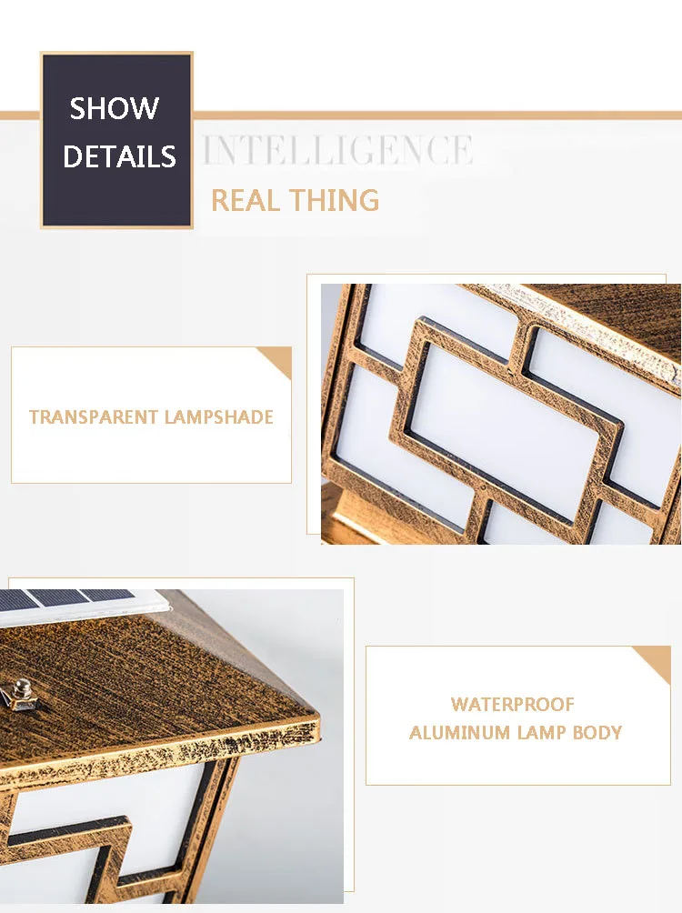 IP65 Led Outdoor Garden Light Classic Style Die Casting Aluminium Solar stigma lamp Fence Pillar Lights