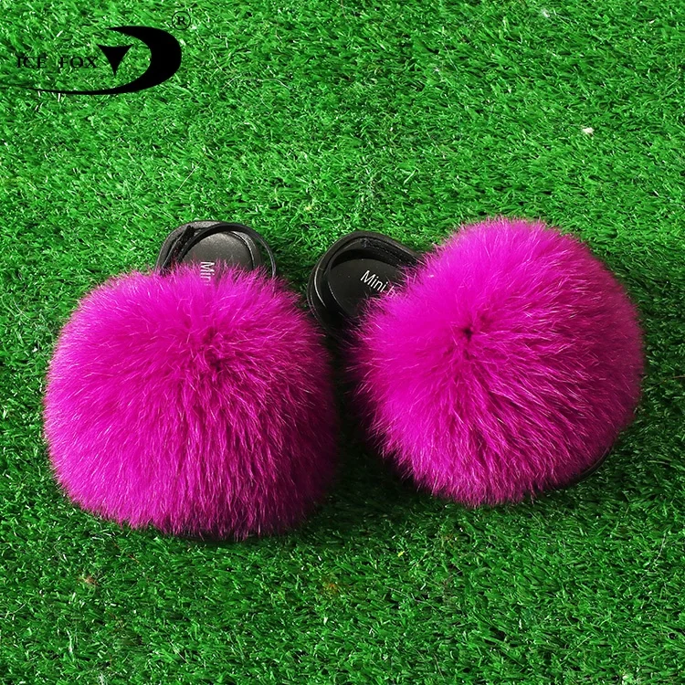 Детские шлепанцы из натурального Лисьего меха, Симпатичные шлепанцы, детские шлепанцы из розового меха для маленьких девочек